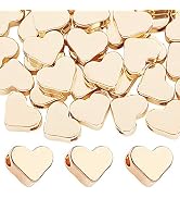 PH PandaHall Gold Heart Beads Heart Spacer Beads Mother’s Day Beads Metal Love Heart Charm for Mo...