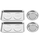 HORUSDY 4-Piece Large Magnetic Parts Tray Set, Stainless Steel Heavy Duty 9.5" W x 5.5''L Square ...