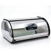 HAUSMODA Stainless Steel Large Bread Box for Kitchen Countertop, Roll Top Metal Bread Storage Con...