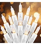 Brightown 50 Count Warm White Christmas Lights, Clear Mini Incandescent Lights on White Wire, Chr...