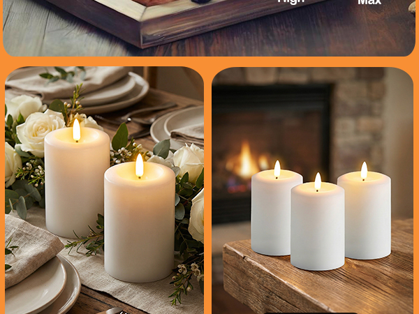 flickering flameless candles for fireplace decor
