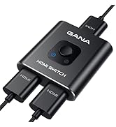 HDMI Switch 4k@60hz Splitter, GANA Aluminum Bidirectional HDMI Switcher 2 in 1 Out, Manual HDMI H...