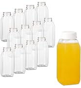 MT Products 8 oz juice bottles with Caps - Clear PET Juice Bottles 8 oz - Empty Lunch Drink Conta...