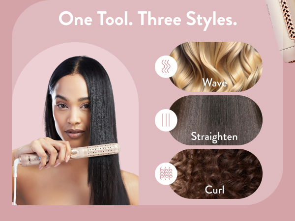 mavie 360 airflow styler hair straightener brush for women hot comb flat iron curling wand curler