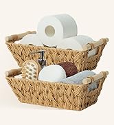 GRANNY SAYS Wicker Basket with Handles, Trapezoid Decorative Baskets Waterproof, Wicker Storage B...