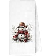 LRWHDFW Vintage Western Christmas Snowman Kitchen Towels, Winter Holiday Xmas Decorative Hand Tea...