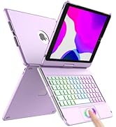 Touch Keyboard Case for iPad 9th Generation (10.2", 2021), 10 Color Backlight, 360° Slim Cover, B...