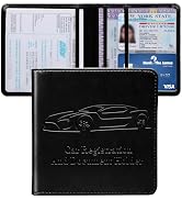 Peisicne Car Registration and Insurance Holder, Vehicle Glove Box Car Organizer with Magnetic Clo...