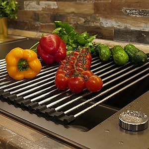 Over the Sink Multipurpose Roll Up Dish Drying Rack 