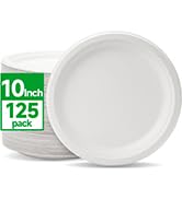 Disposable Paper Plates 10 Inch [125 Pack] White