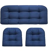 DANGHOOGY Outdoor Tufted All-Weather Wicker Chair Cushions, Patio Waterproof 3 Pieces Seat Cushio...