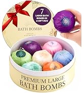 ADELEGOURDAIN Bath Bombs Set 7 pcs - Gift Set for Women, 200g Extra Large Oversized, Mineral Bath...