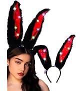 Aceorna Light Up Bunny Ears Headbands Led Glow Hair Hoop Luminous Rabbit Ears Hair Bands Furry Bu...