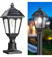Solar Post Lights, Solar Lamp Post Light, Aluminum Solar Post Lights Outdoor with Pier Mount Base...