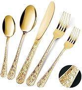 HENSENMEN Silverware Set, 30 Pieces Vintage Carved Flatware Set for 6, Stainless Steel Cutlery Se...