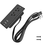 Recessed Power Strip Flat Plug, Desk Outlet with USB, ETL Listed Conference Outlet Socket with 2 ...