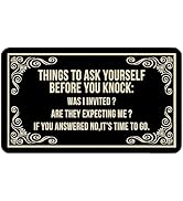 WARDOS Funny Door Mat, Think to Ask Yourself Before You Knock Doormat for Front Door Indoor Outdo...
