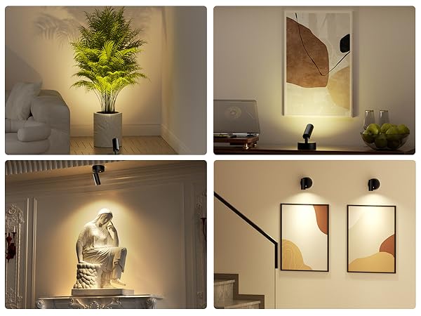 Uplighting Battery Powered with Timer for Painting Tree Wall Gallery Hallway Lights