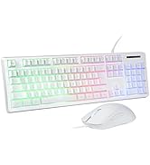 Wired Gaming Keyboard and Mouse Combo, Rainbow LED Backlit, 25 Keys Anti-ghosting Water Resistant...