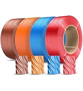 SUNLU 500g Silk PLA Filament Refill 1.75mm 4-Color, No-Spool 3D Printer Silk Filament Bundle for ...