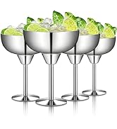 Suwimut 4 Pack Stainless Steel Margarita Glasses, 10oz Unbreakable Metal Martini Tumbler, Shatter...