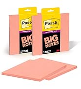 Post-it Super Sticky Big Notes, 8 in. x 8 in., Extra Large Sticky Notes in Papaya Fizz, 2 pads, 6...