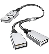 MOGOOD USB Splitter Cable USB y Splitter Adapter Dual USB 2.0 Power Cord Extension for Charging/D...