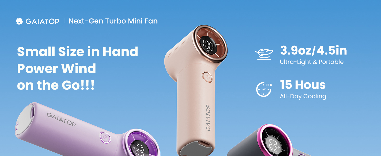 portable fan handheld mini fan small size power wind 15h max cooling for family friend outdoor camp