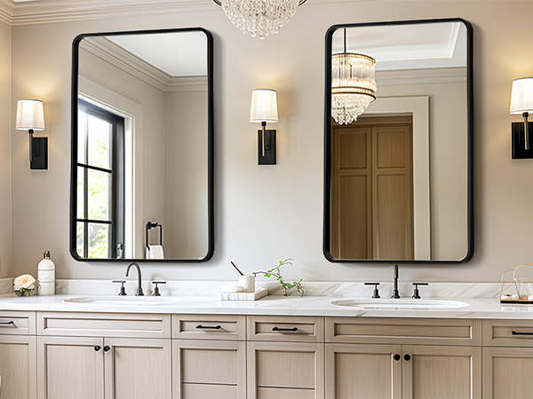 black bathroom mirrors