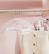 SONGMICS Pants Hangers 30 Pack, Clear Plastic Hangers, 16 x 8.9 Inches, Skirt Hangers with Adjust...