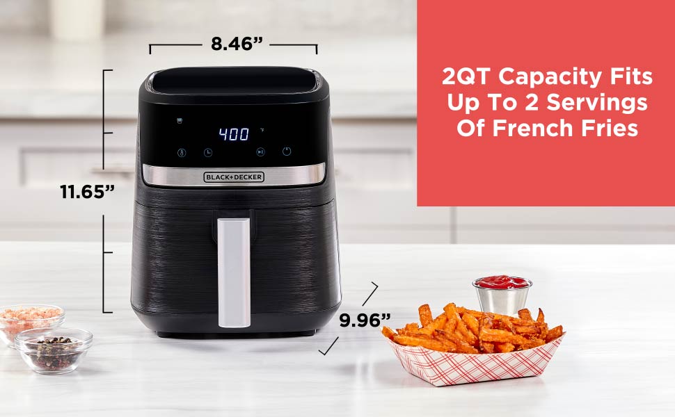2QT Capacity fits up to 2 servings of french fries