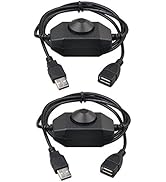 Onite 2PCS LED Strip Dimmer Switch, USB Female to Male Extension Cord with Dimmable Rotary Switch