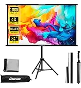 84" Projector Screen with Stand,Projection Screen with Black Backing,16:9 HD Premium Wrinkle-Free...
