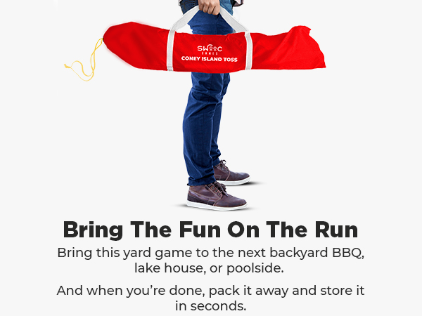 Take the cornhole board and bags for an indoor game or yard games for the family