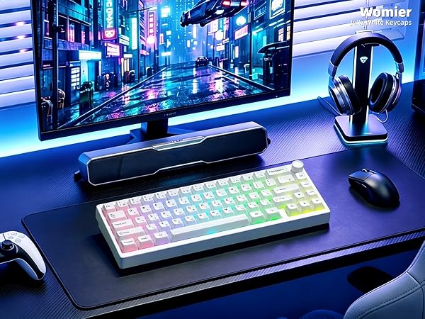 White Keycaps Ceramic Style PC Glossy Jelly Keycap for Mechanical Keyboard