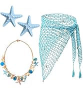 4 Pieces Mermaid Costume Accessories for Women, Beach Crochet Fishnet Skirt Sarong