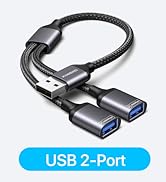 USB Splitter 1 in 2 Out, USB Splitter Cable, Double Dual Port Adapter for Charging, Power and Dat...