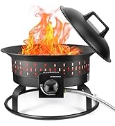 GasBRUH Outdoor Portable Propane Fire Pit, 19-Inch,60,000 BTU with Cover&amp;Carry Kit,Camping Propan...