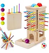 Britik Montessori Wooden Board Games for Kids 3-8 Years: 40 Colorful Wooden Sticks 12-Sided Dice ...