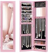 Giantex Wall Mounted Jewelry Cabinet with Full Length Mirror, Over The Door Jewelry Armoire Organ...