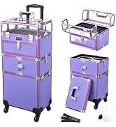 BYOOTIQUE 2in1 Nail Polish Organizer Rolling Makeup Train Case Manicure Cosmetic Trolley Travel O...