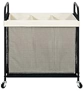 STO STO Laundry Hamper 3 Section, 120L Rolling Laundry Sorter Cart with Removable and Washable Li...