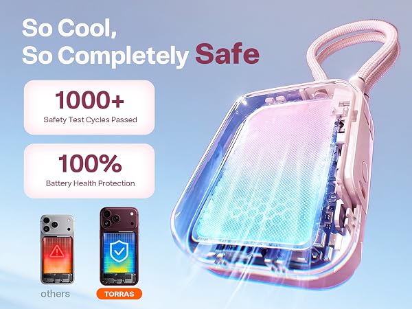 Safe power bank with smart temp control and upgraded cells, durable for 1000+ charge cycles