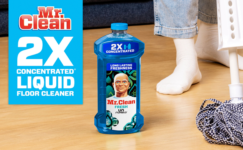 Mr. Clean Multi Surface Cleaner with Unstopables Fresh Scent - 2x Concentrated Liquid Floor Cleaner