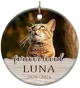 SOL VIBES Personalized Memorial Cat Ornaments, Cat Christmas Memory Gifts, Cherished Ornament Kee...