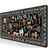 L-SPOUTTO Jungle Animal Desk Mat for Keyboard and Mouse,Boho Floral XXL Large Mouse Pad,35.4x15.7...