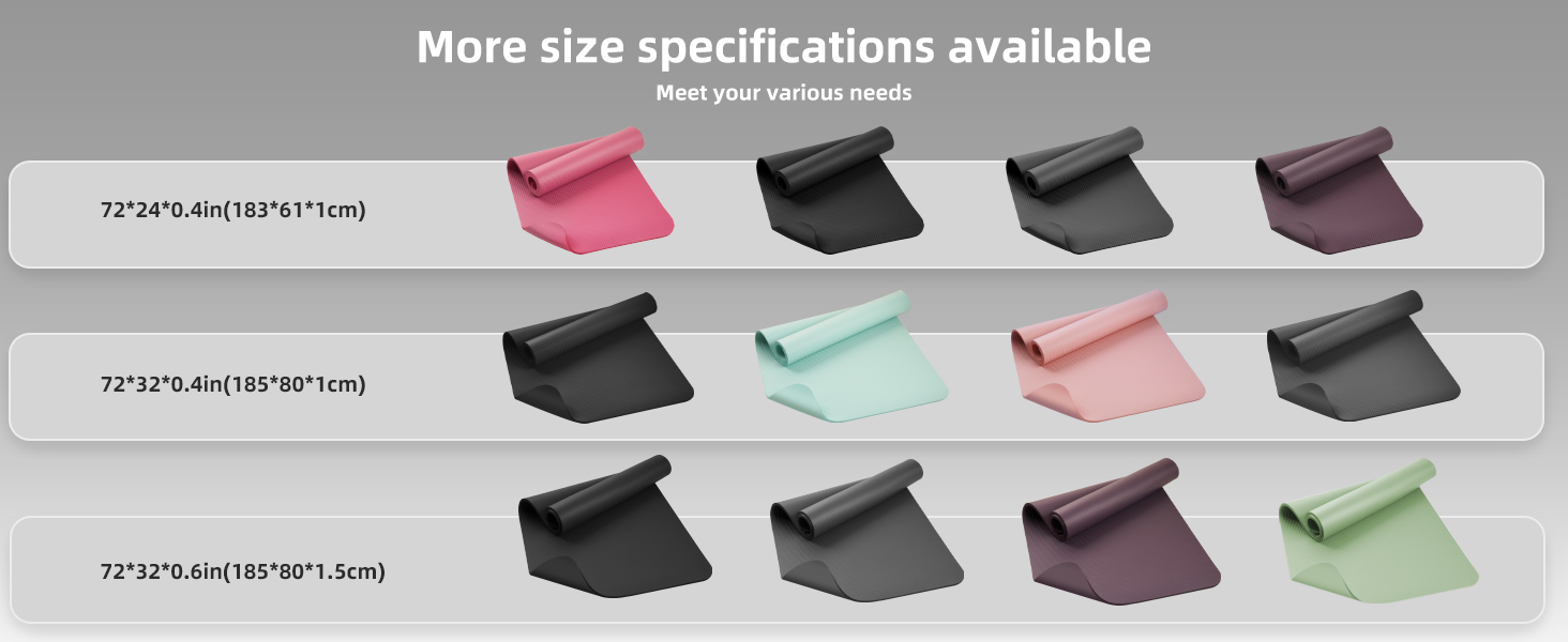 More size specifications available