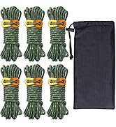 Hikeman 6 Pack 4mm Outdoor Guy Lines Tent Cords Lightweight Camping Rope with Aluminum Guylines A...