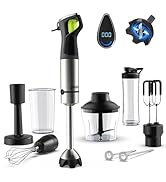 Ganiza Immersion Blender, Max 1200W Heavy Duty Hand Blender with Time Display &amp; Variable Speed Tr...