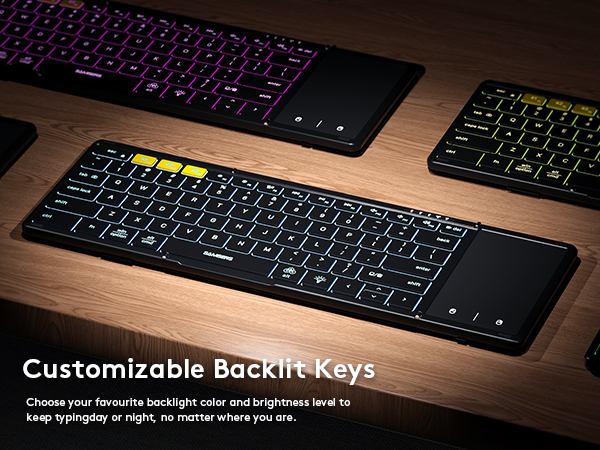 folding keyboard with blacklit